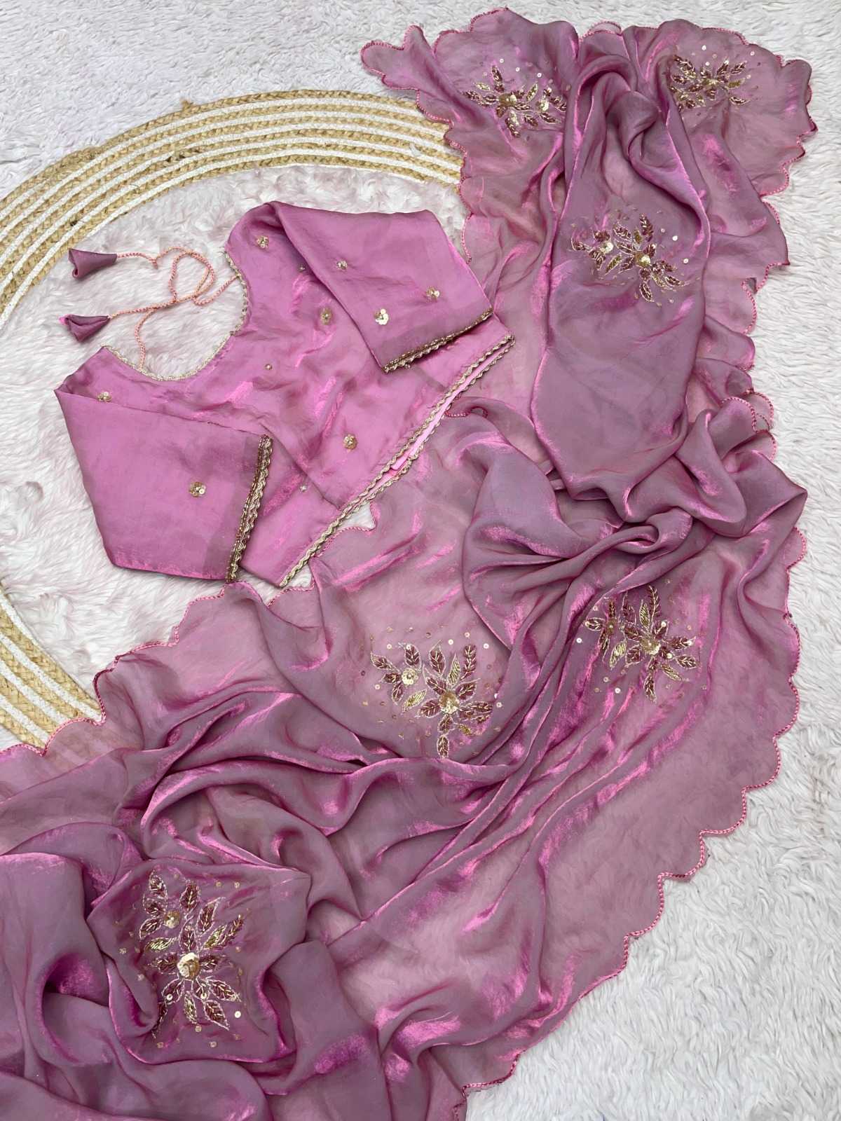 Satin Hand Work Saree