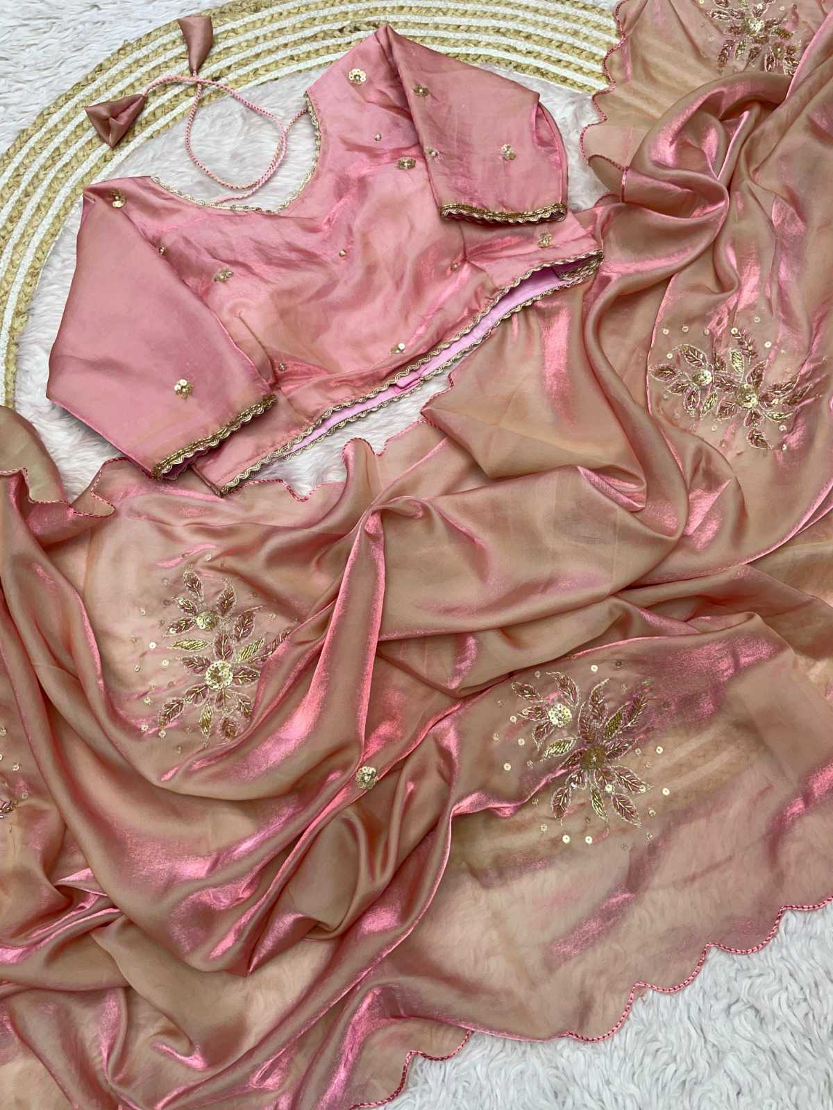 Satin Hand Work Saree