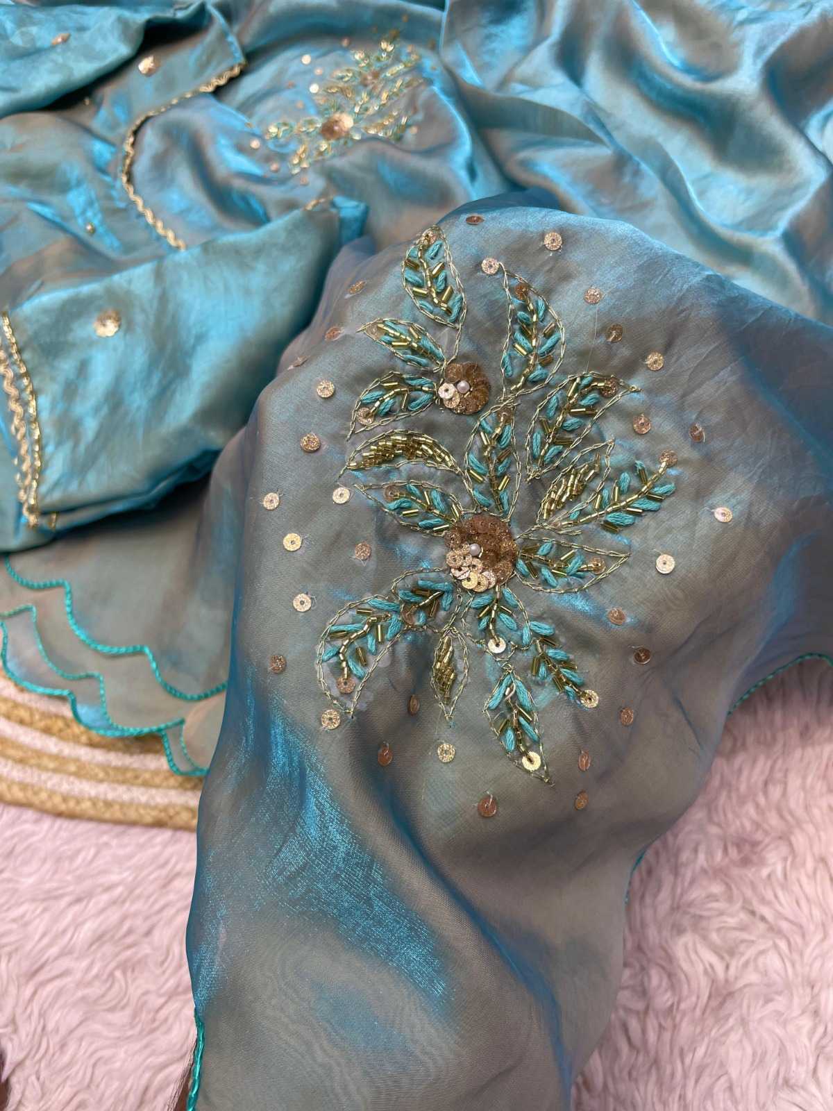 Satin Hand Work Saree