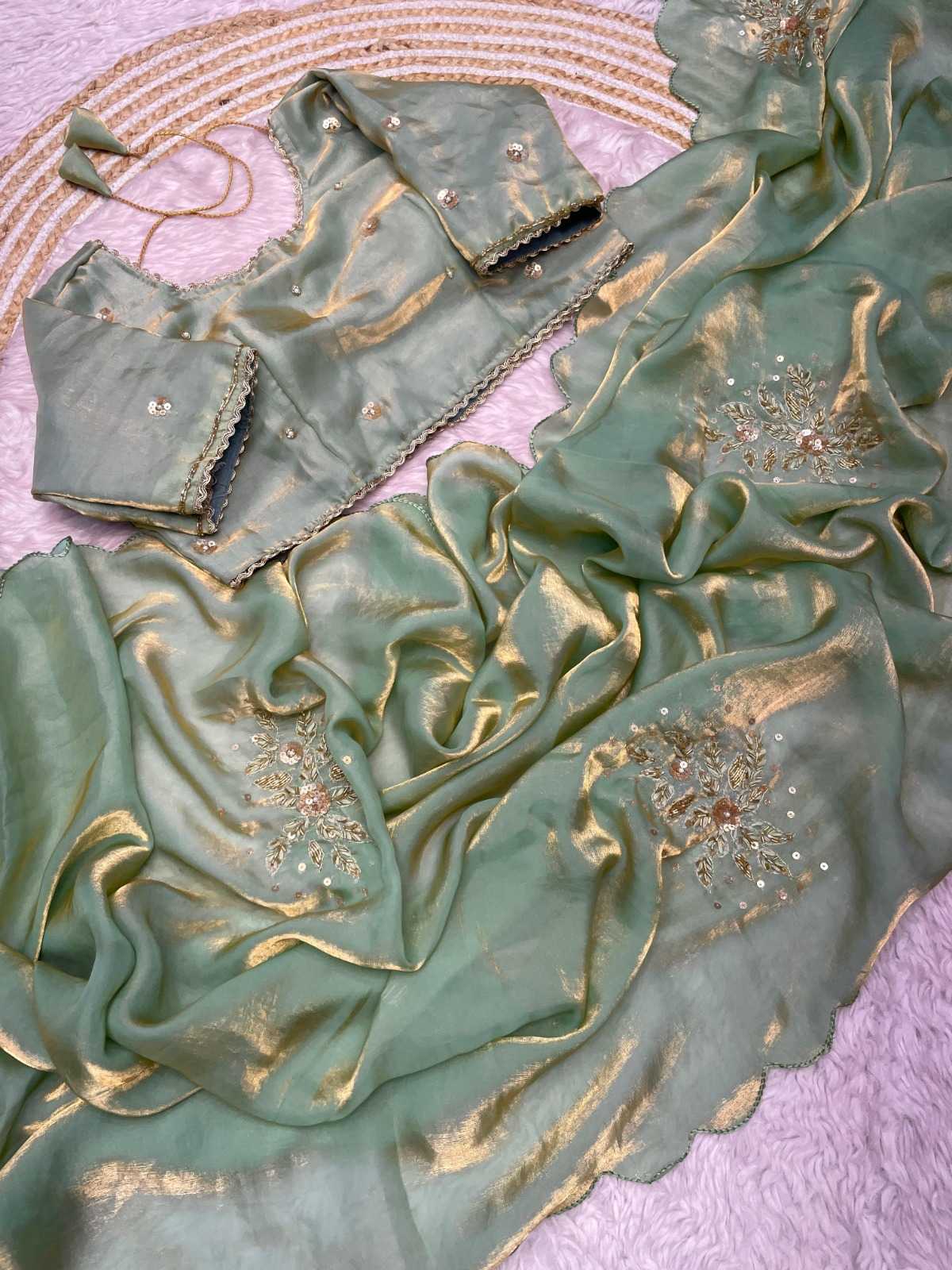 Satin Hand Work Saree