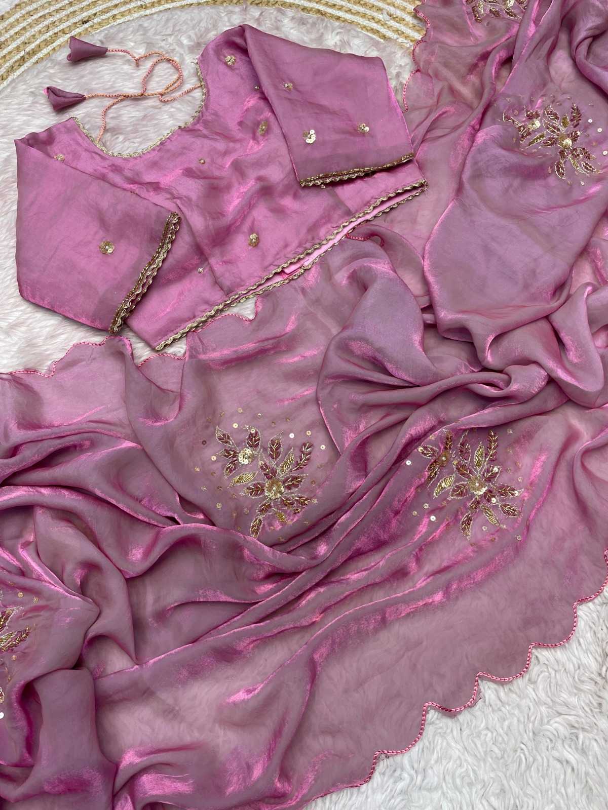 Satin Hand Work Saree