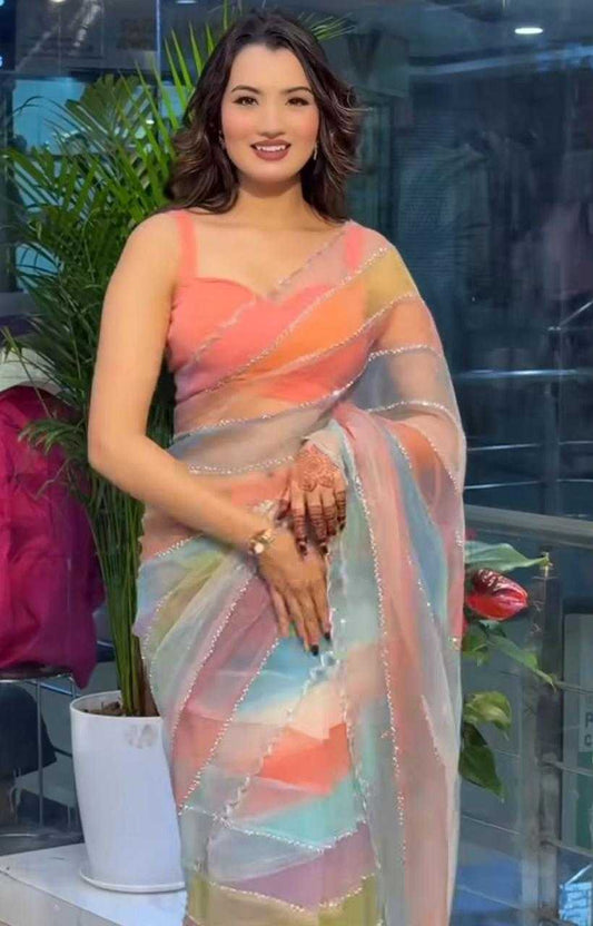 Sindur Tabby Silk Organza Designer Saree