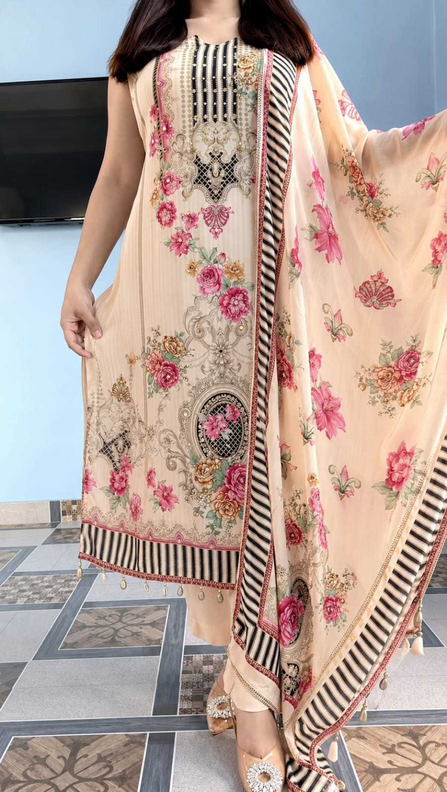 DET Crepe Silk Designer Kurti