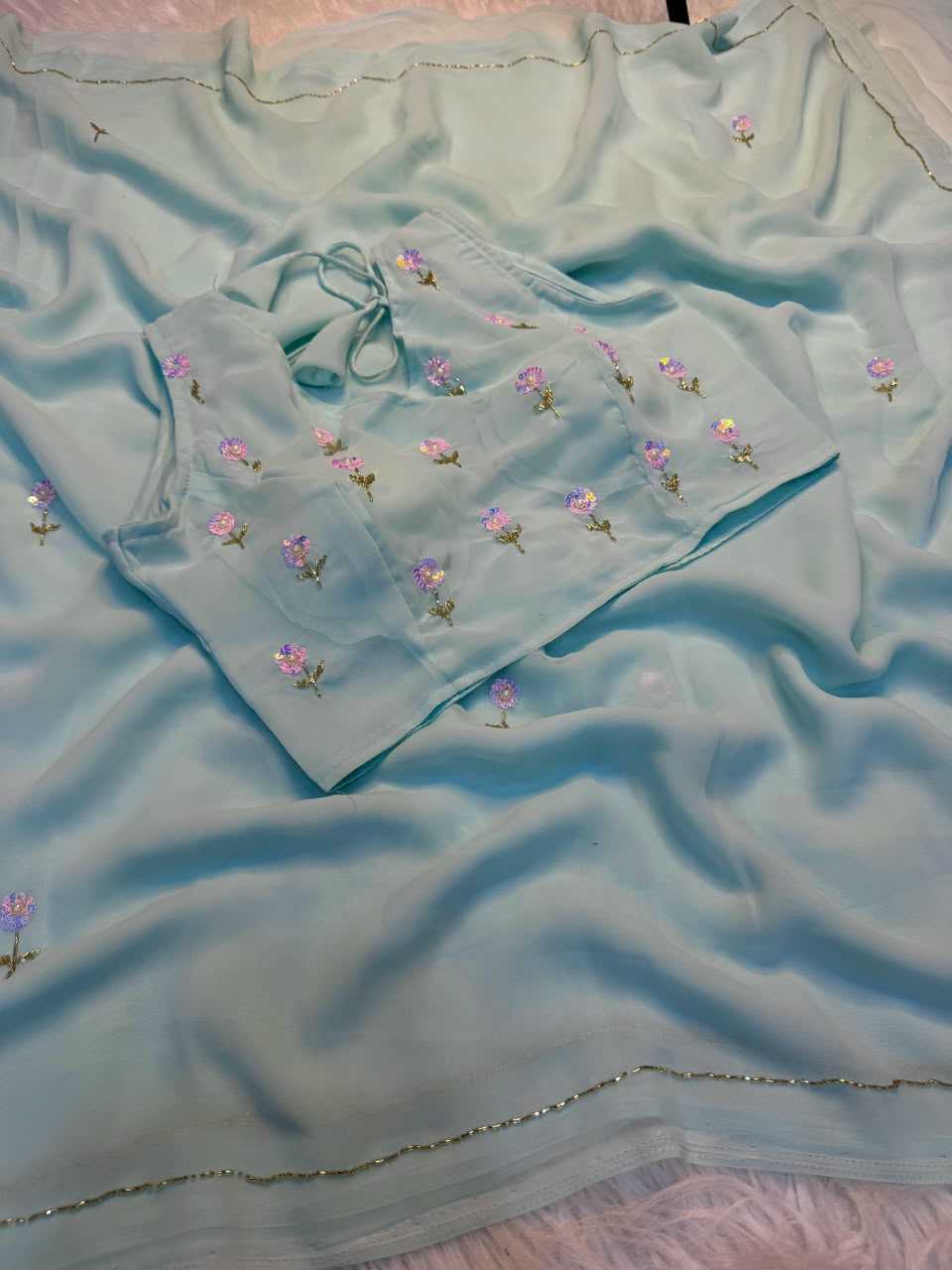 Aanya Premium Georgette Saree in Pink