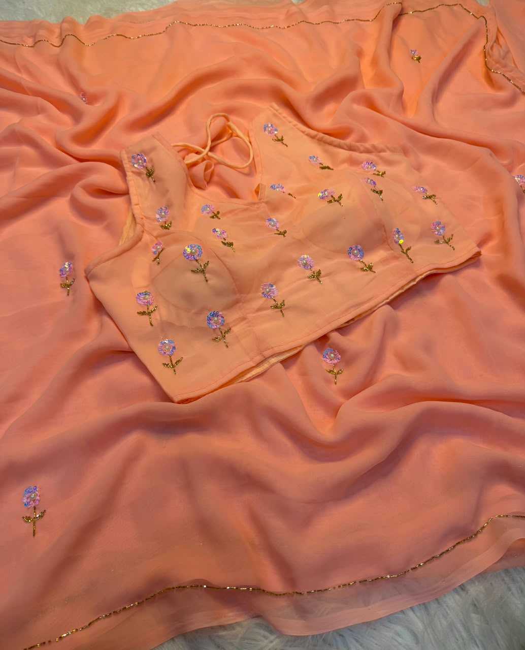 Aanya Premium Georgette Saree in Pink