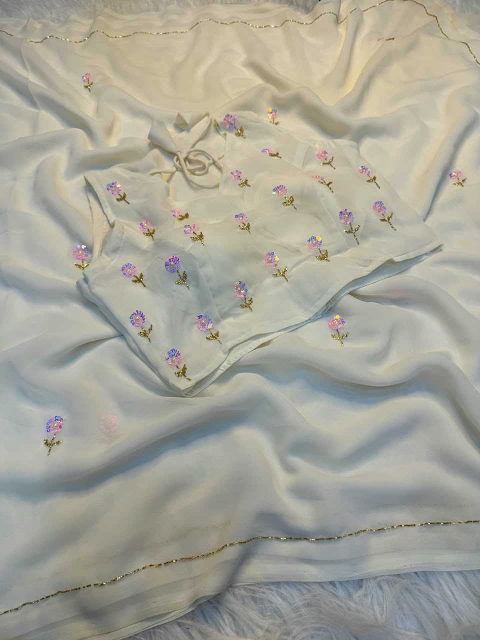 Aanya Premium Georgette Saree in Pink