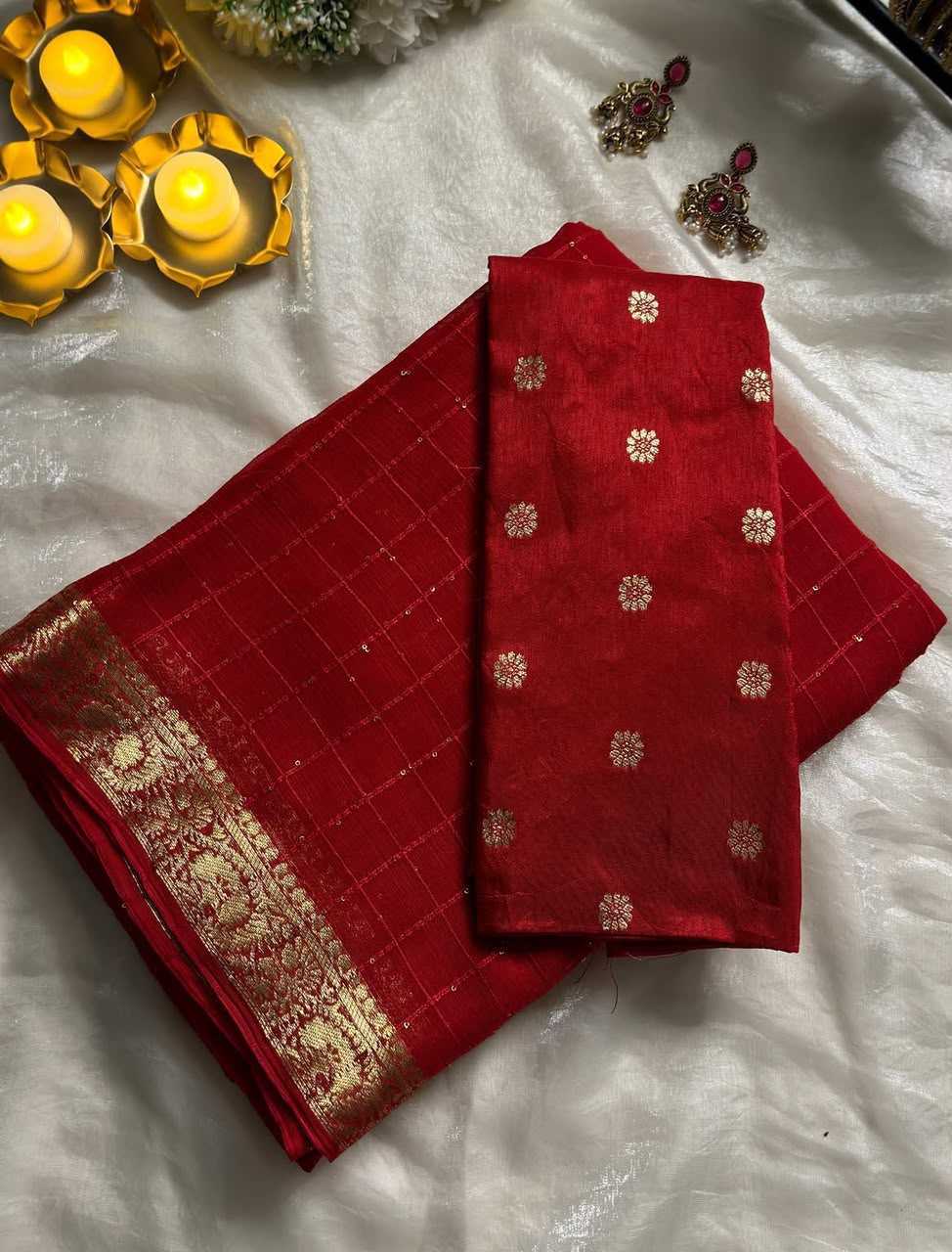 Aaradhya Premium Georgette Designer Saree in Rani