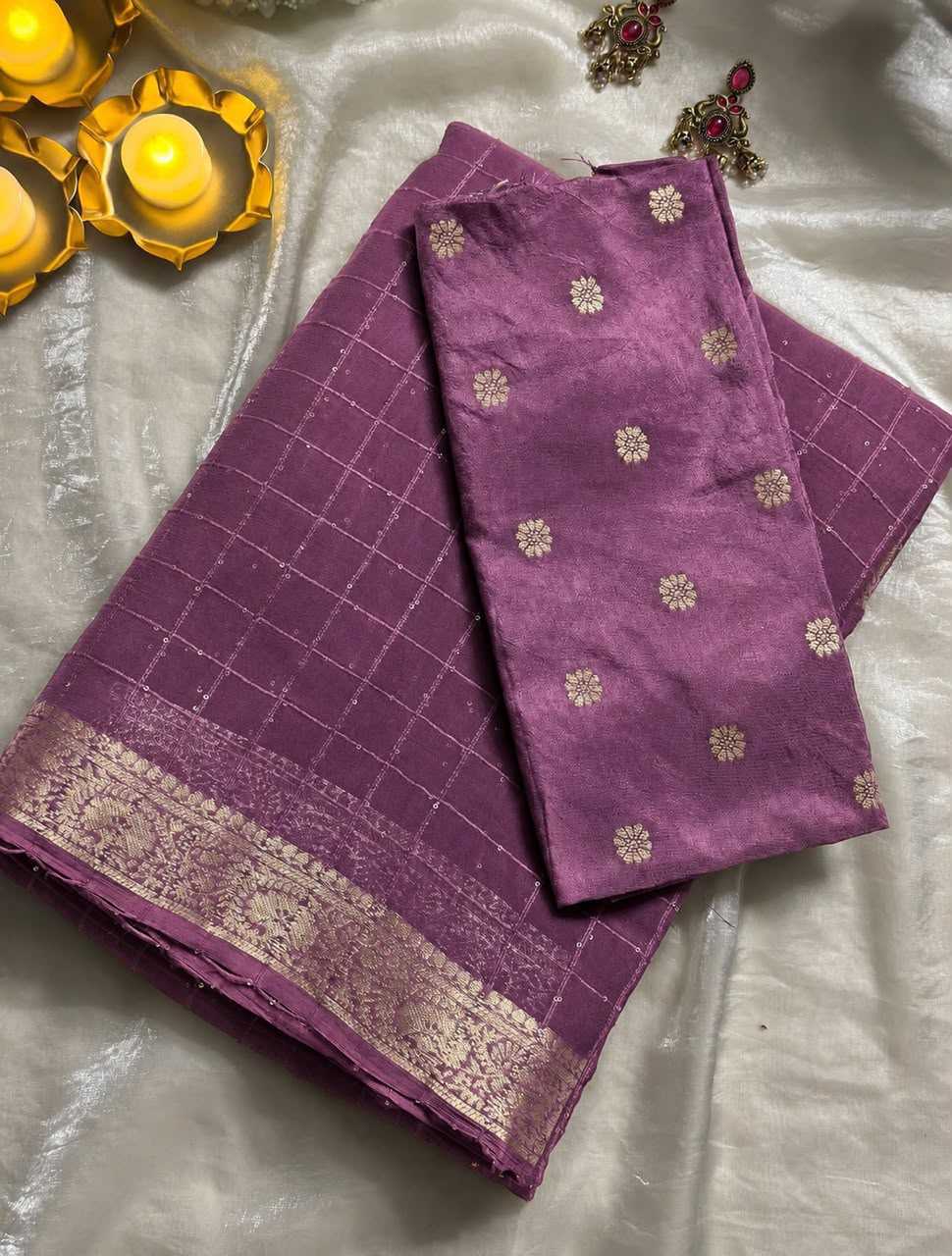 Aaradhya Premium Georgette Designer Saree in Rani