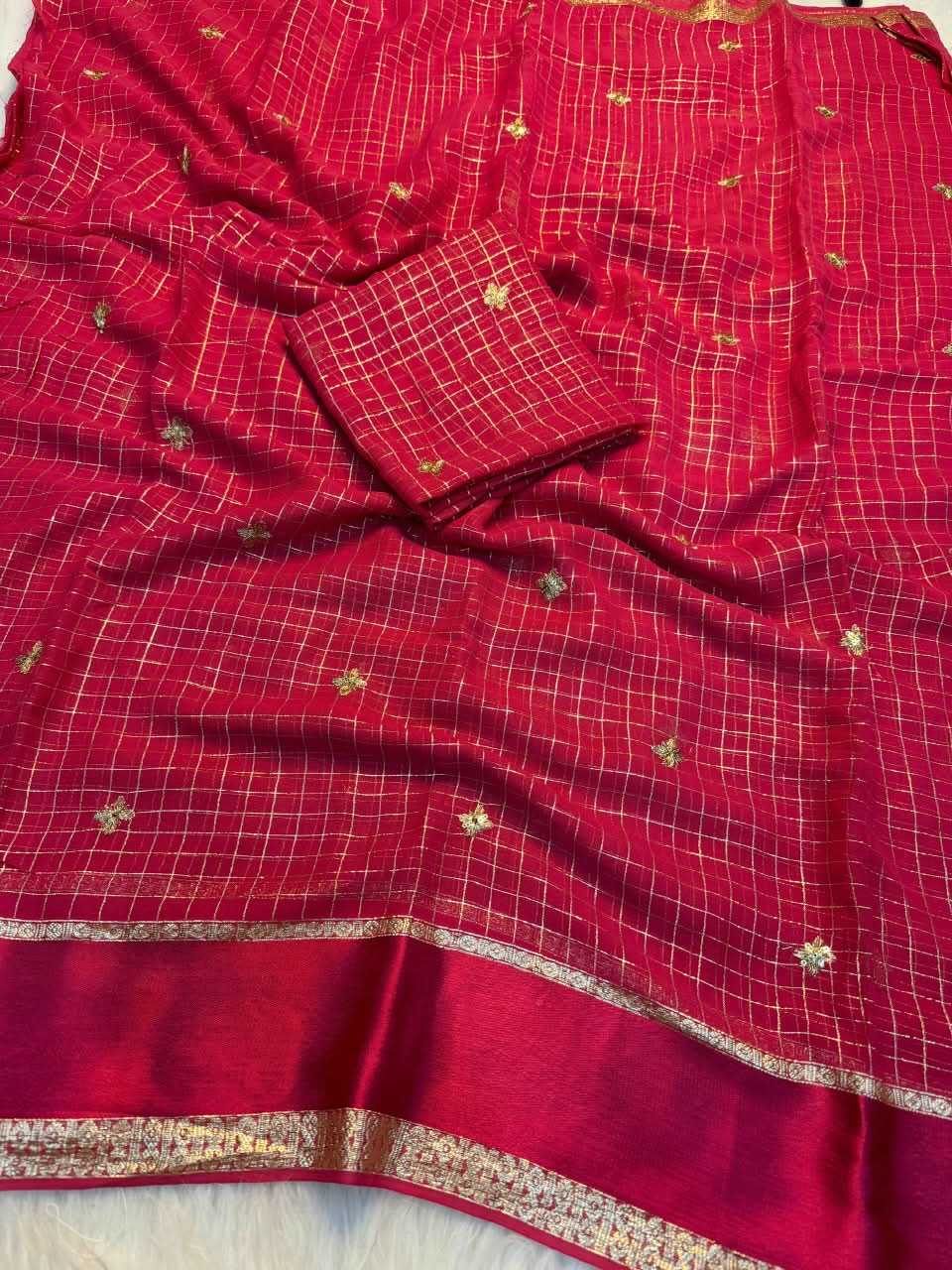 Chhavi Premium Georgette Designer Saree in Dark Maroon
