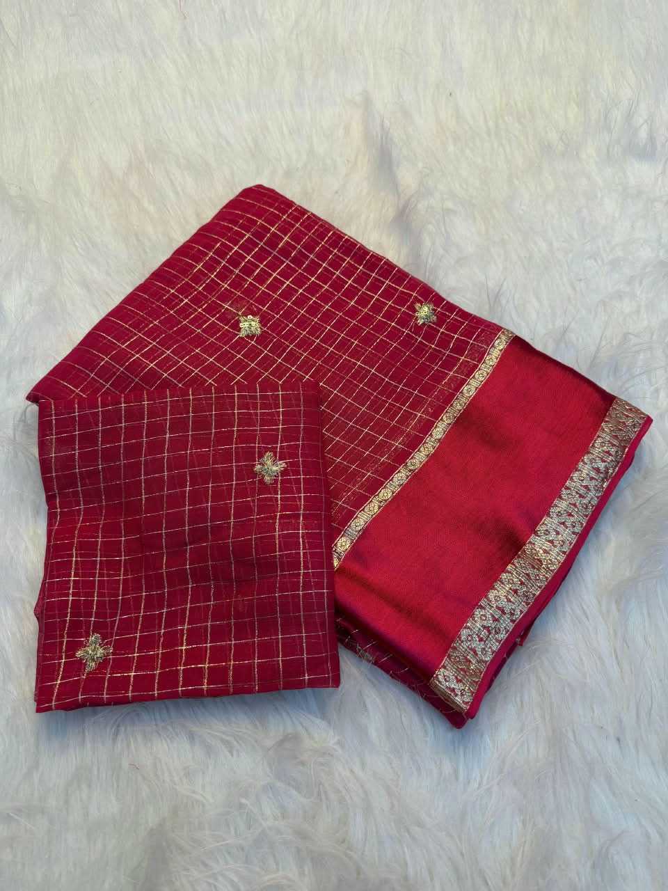 Chhavi Premium Georgette Designer Saree in Dark Maroon