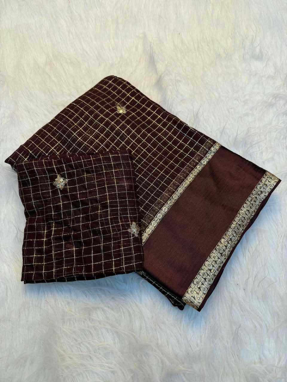 Chhavi Premium Georgette Designer Saree in Dark Maroon