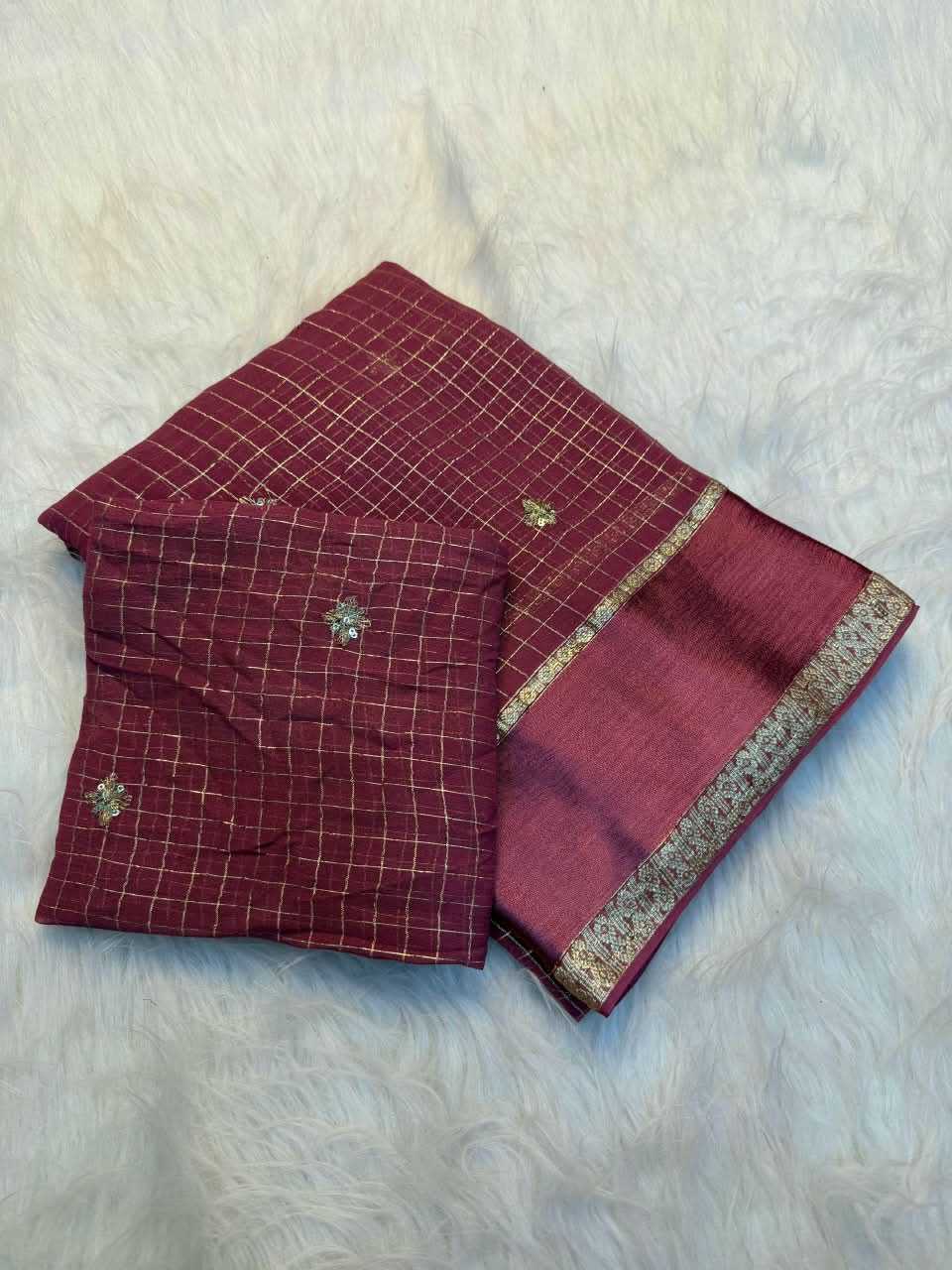 Chhavi Premium Georgette Designer Saree in Dark Maroon