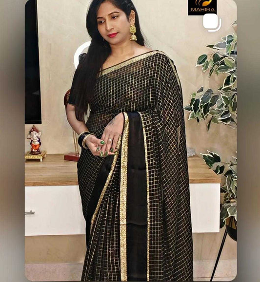 Chhavi Premium Georgette Saree in Black