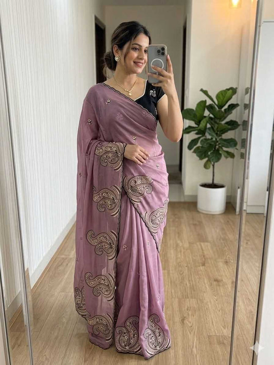 Rangoli Silk Orange Saree
