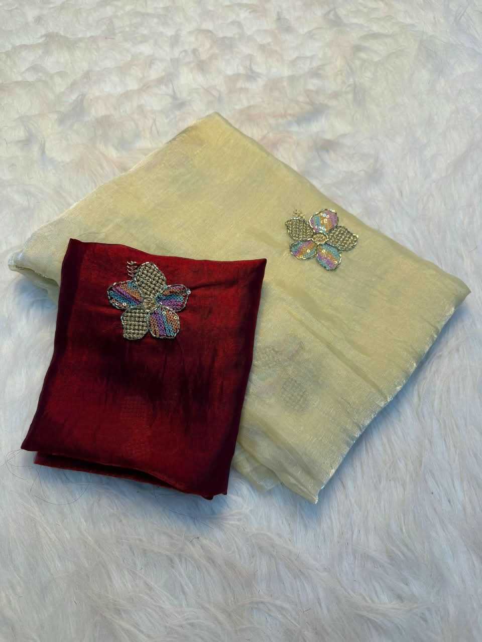 Peacock Beads Satin Designer Saree