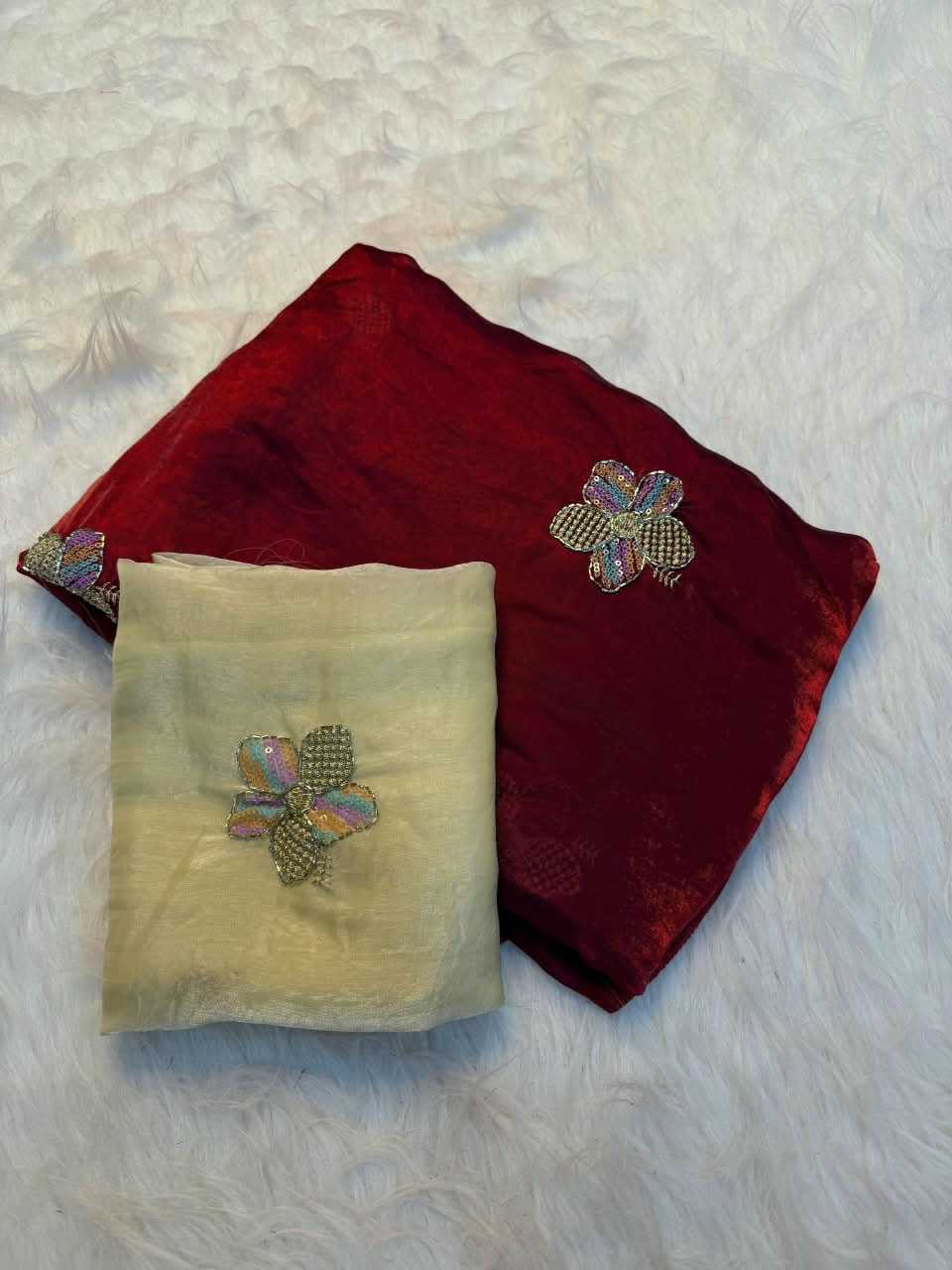 Peacock Beads Satin Designer Saree