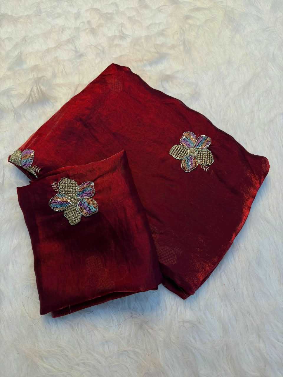 Peacock Satin Designer Saree