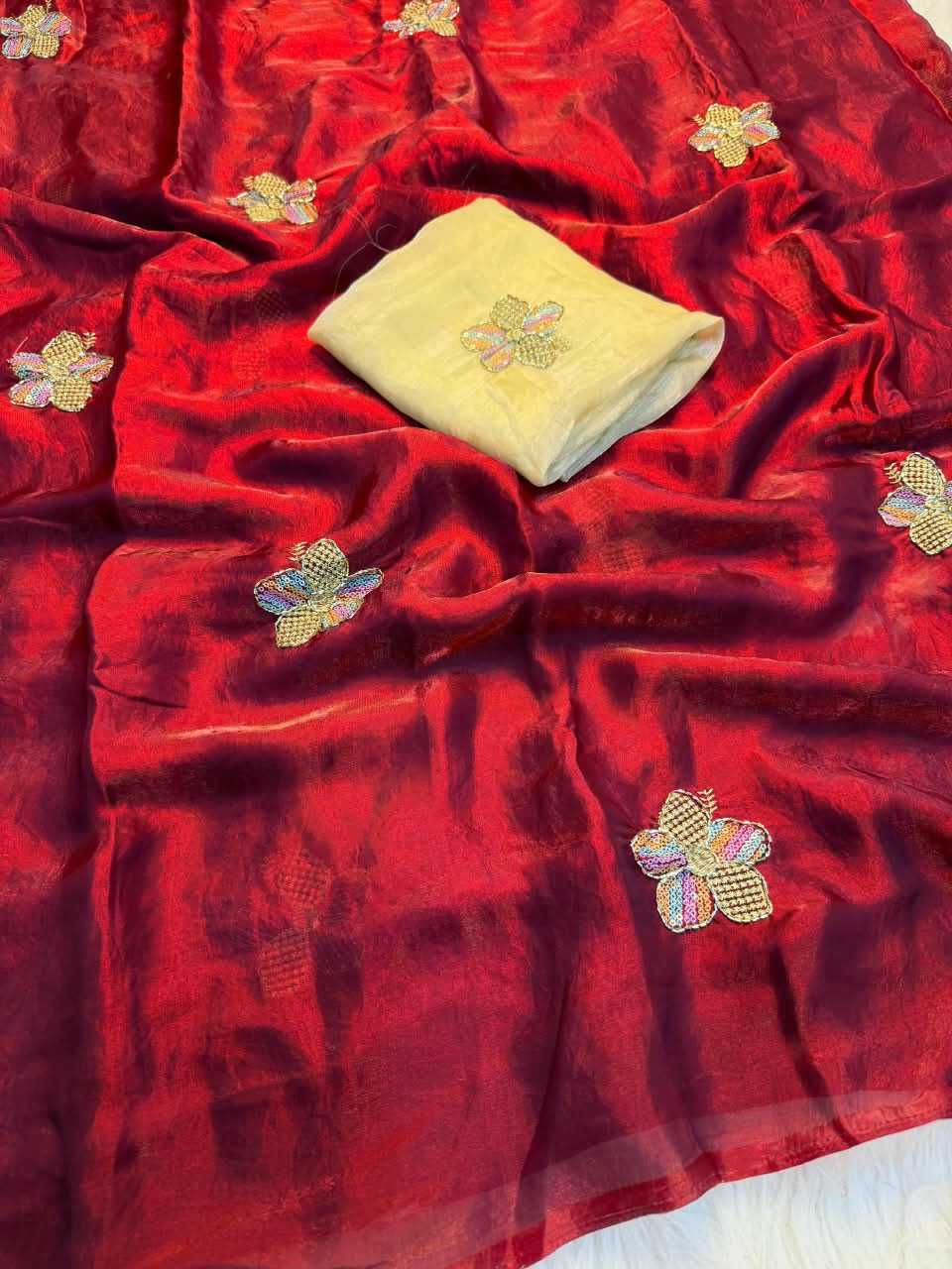 Peacock Satin Designer Saree