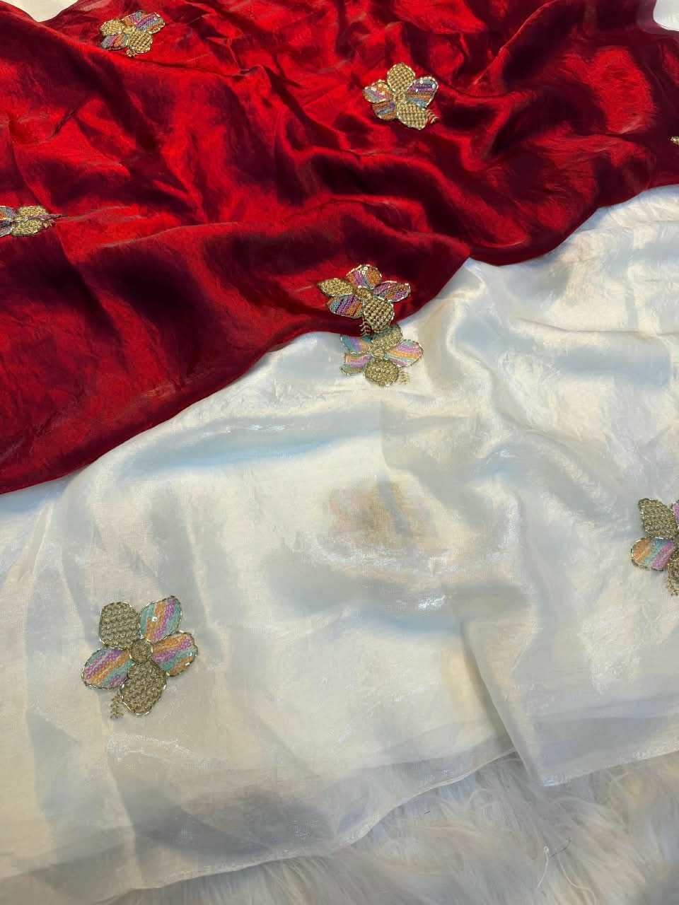 Peacock Satin Designer Saree