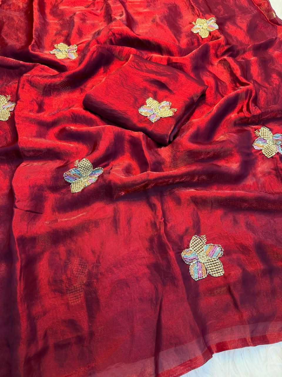 Peacock Satin Designer Saree