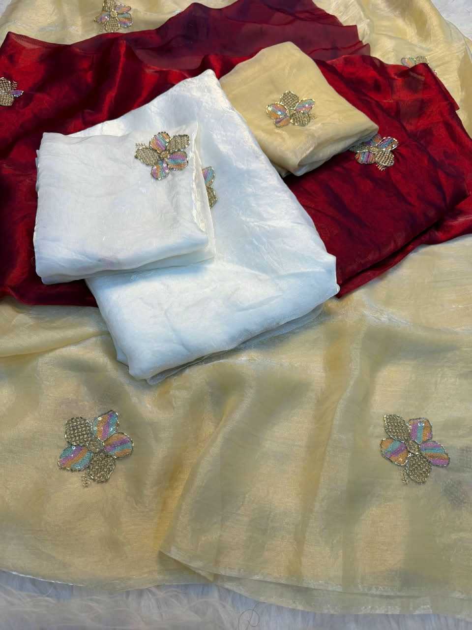 Peacock Satin Designer Saree