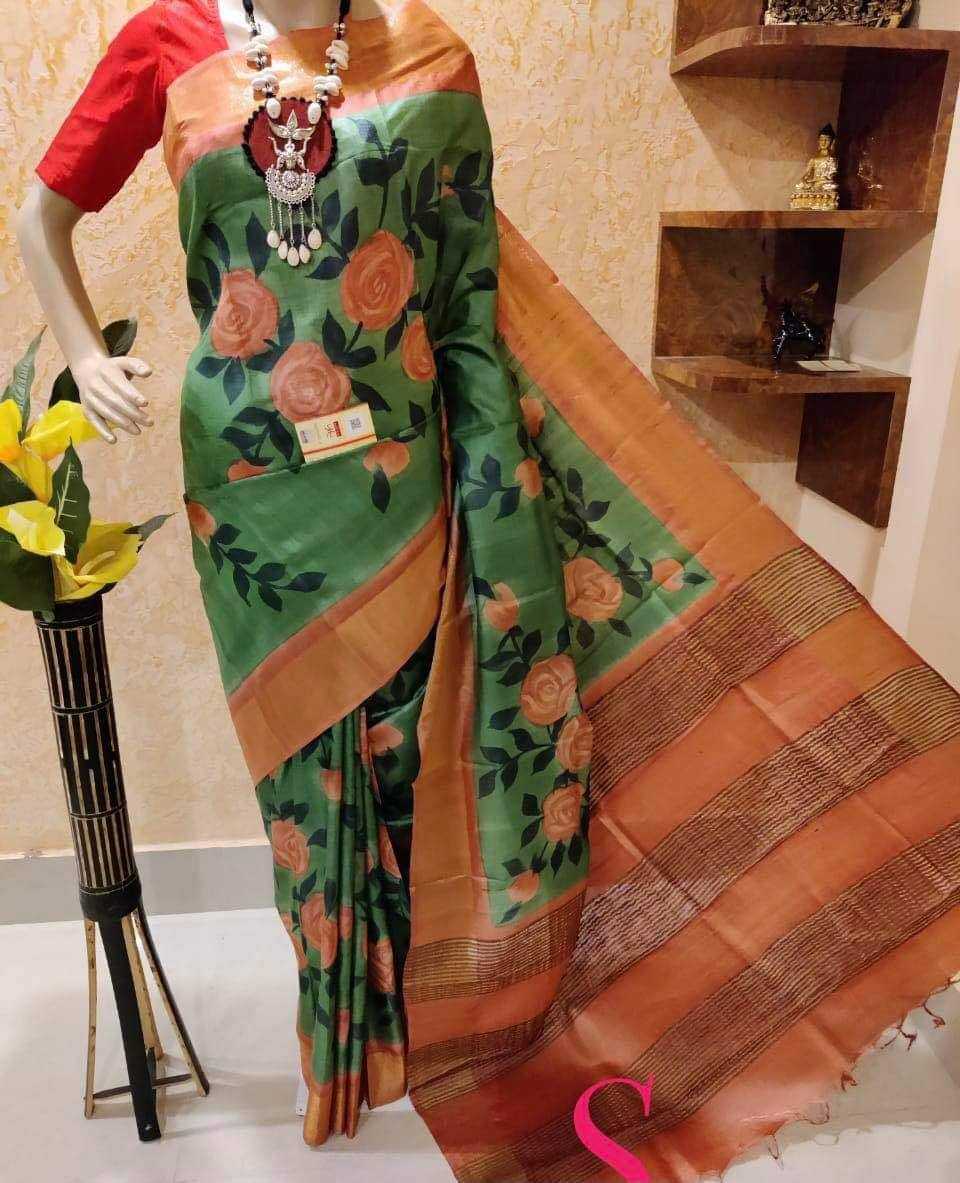 Linen Printed Saree in Grey
