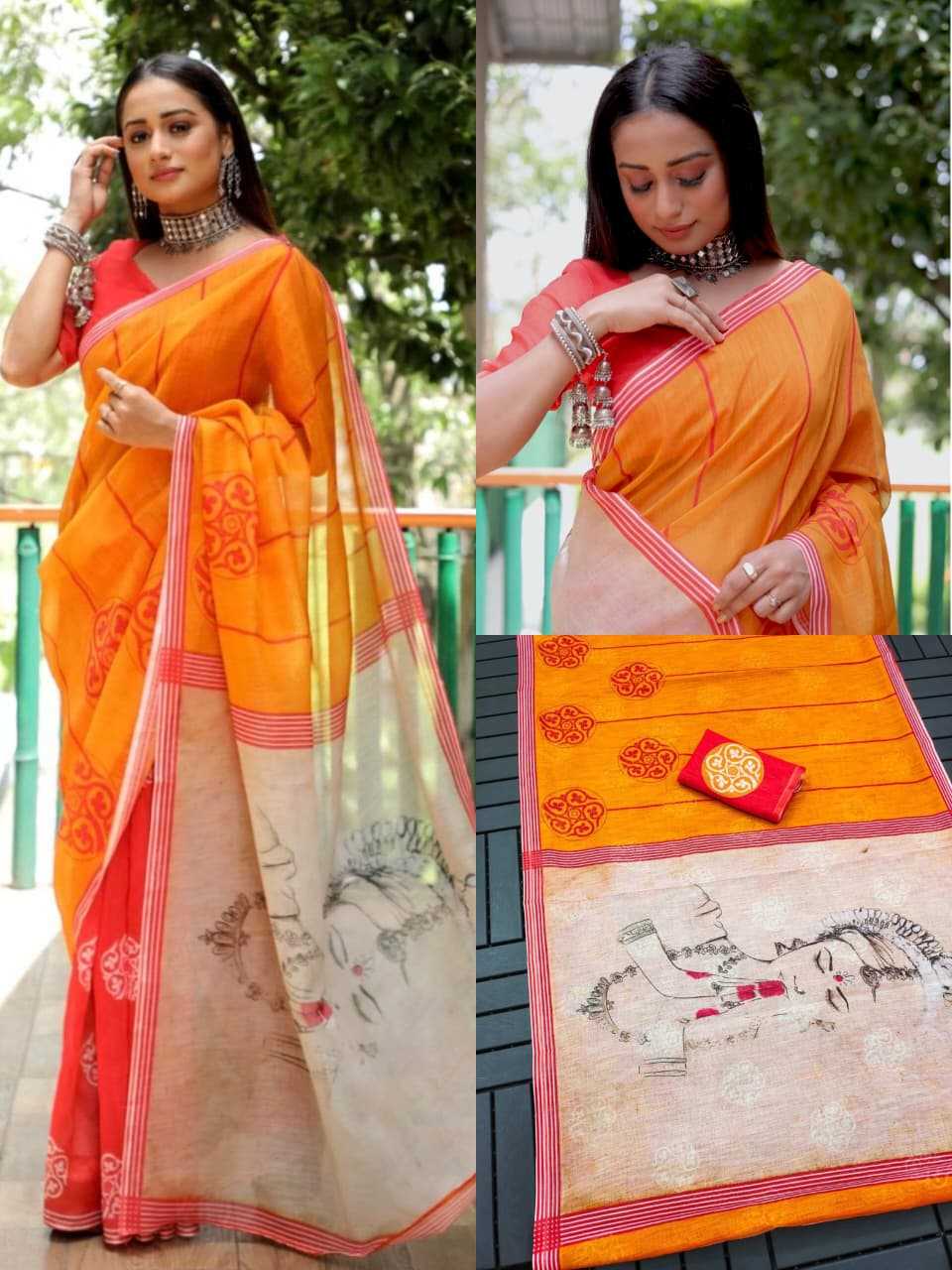 Linen Designer Saree 167