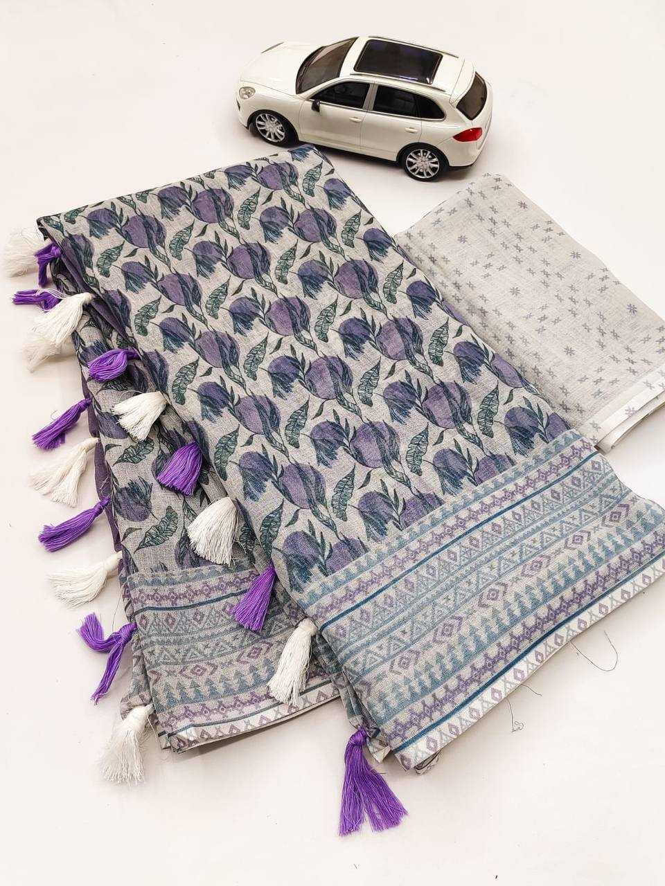 Linen Designer Saree in Pink