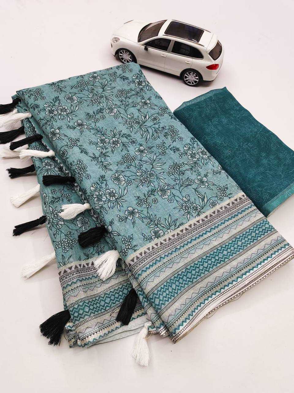 Linen Designer Saree in Pink