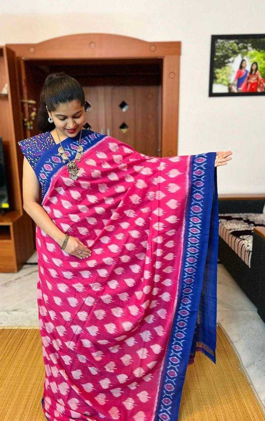 Linen Designer Saree in Dark Pink