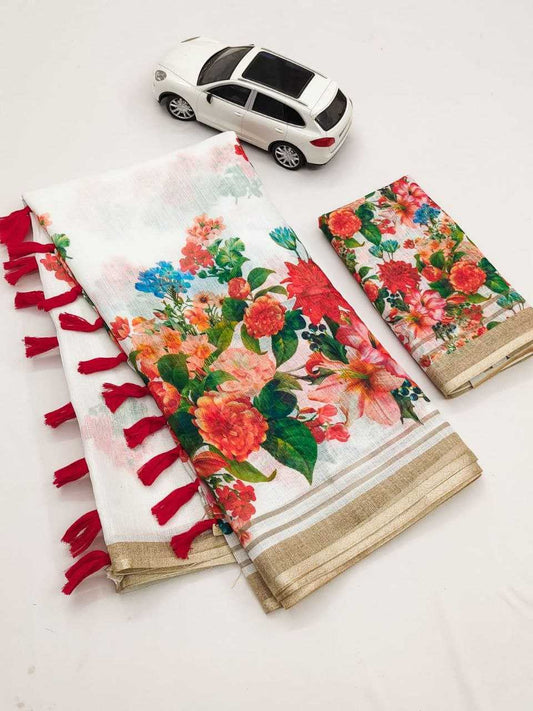 Linen Printed Saree
