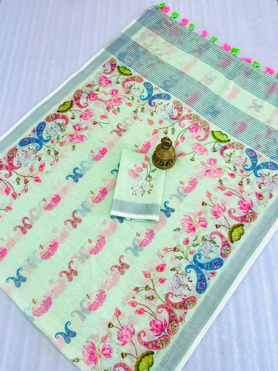 Linen Printed Saree