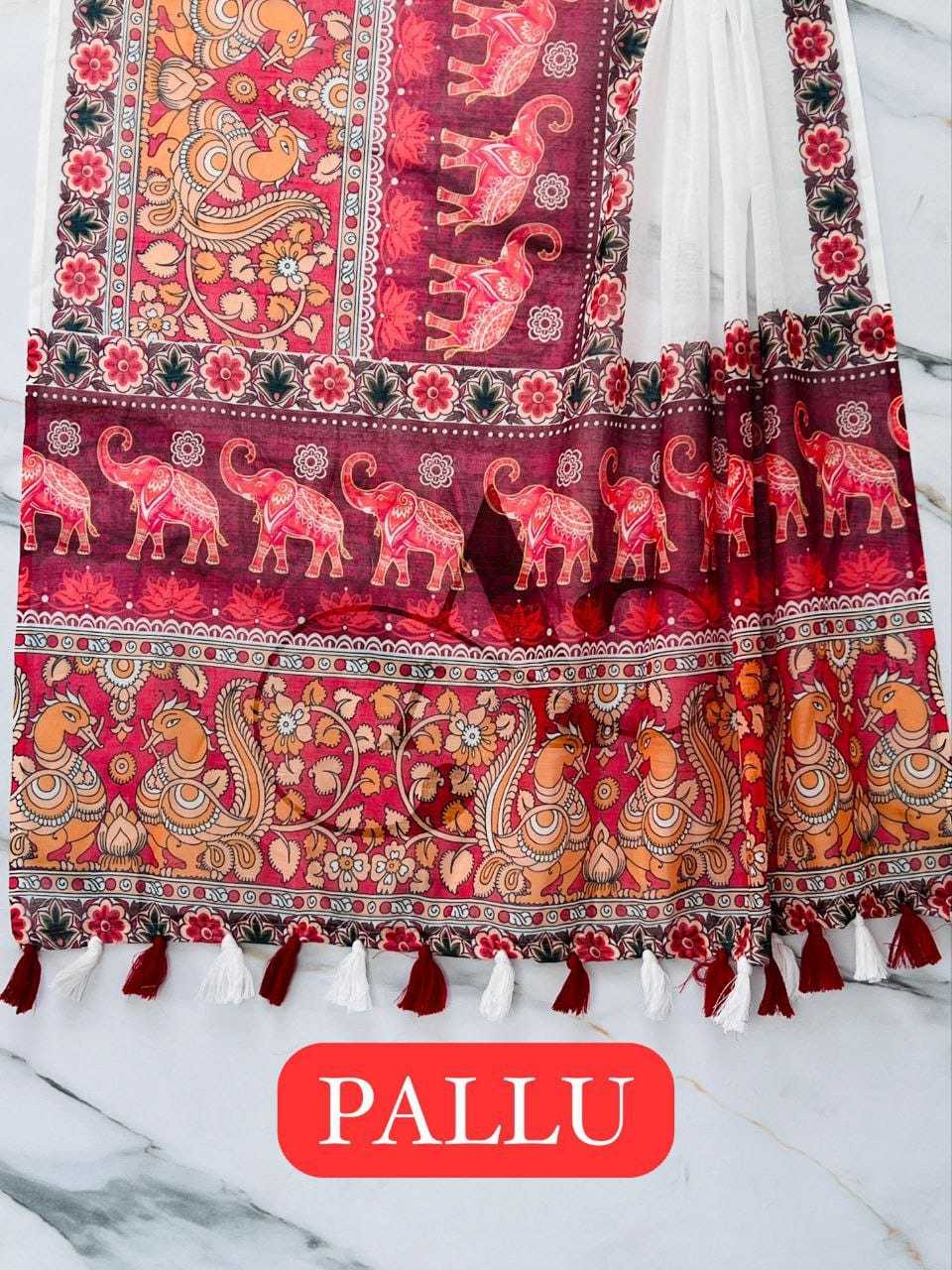Linen Designer Saree in Peach