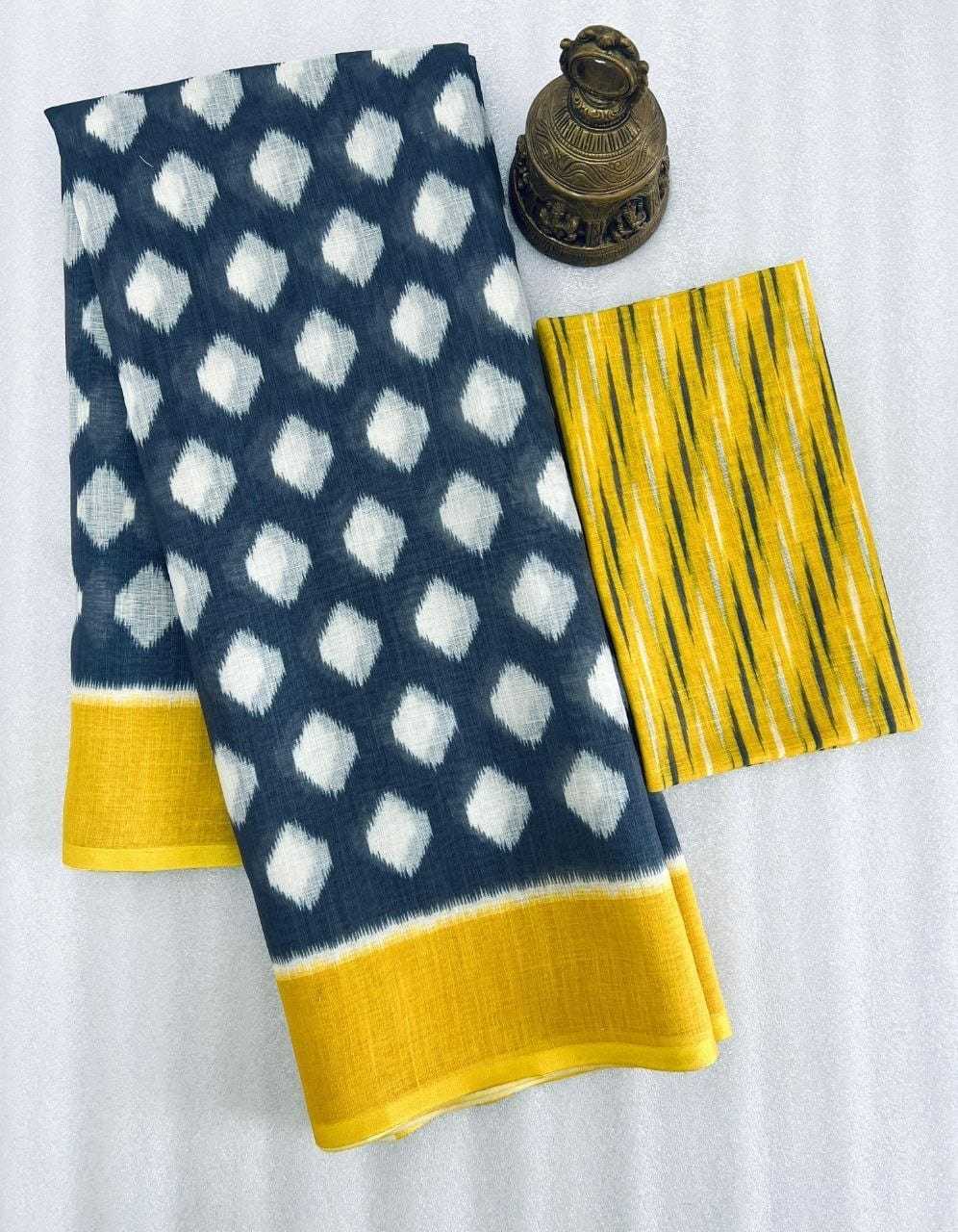 Linen Designer Saree in Morpich