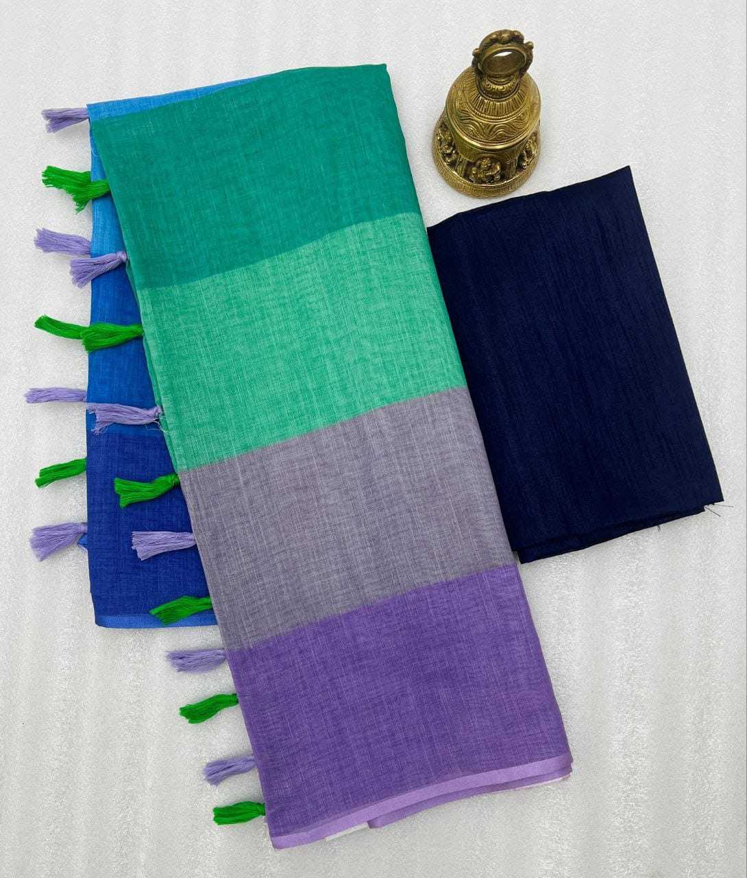 Linen Designer Saree in Blue
