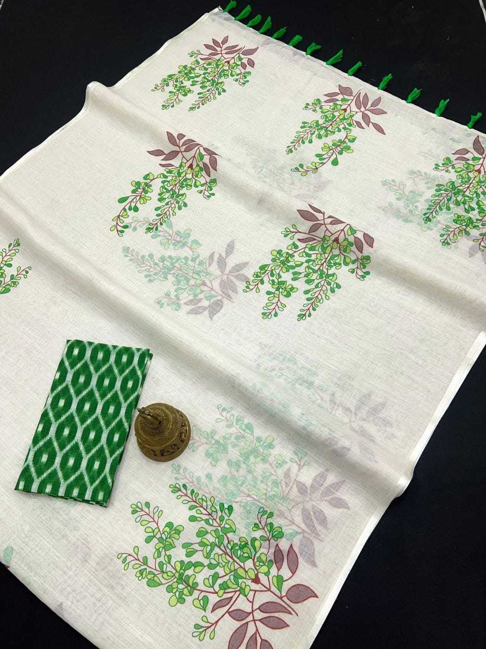Linen Printed Saree in Lavender