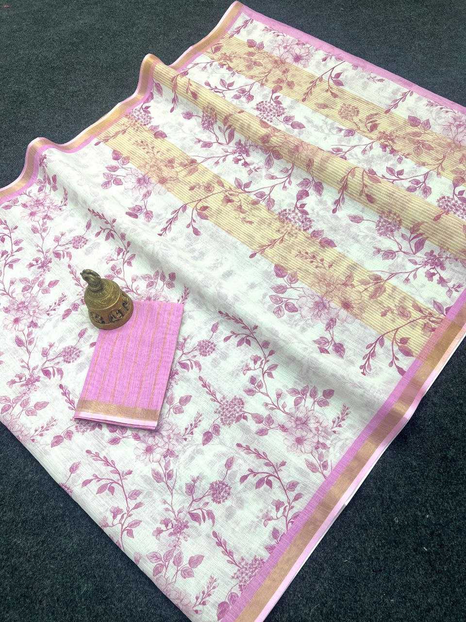 Linen Printed Saree in Morpich