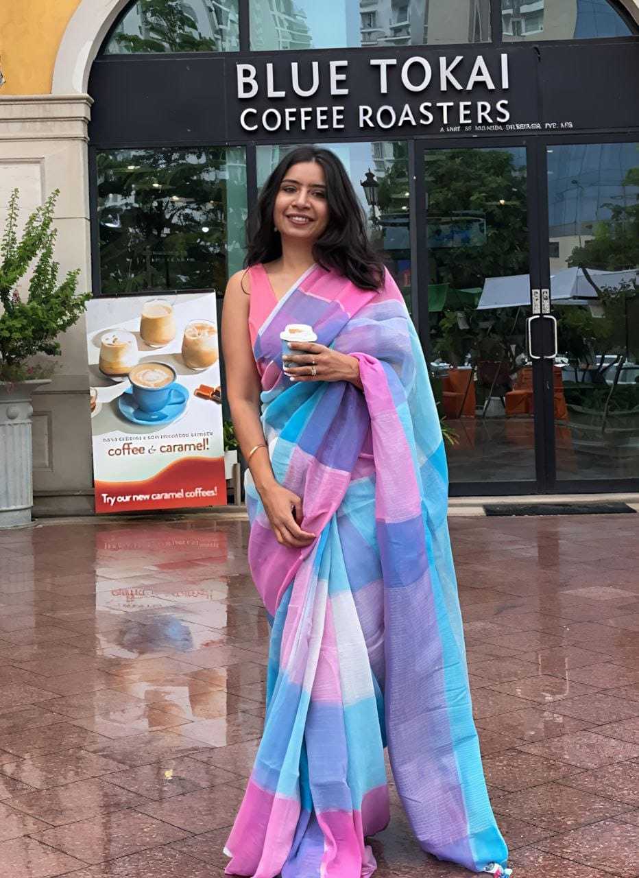 Linen Designer Saree in Yellow