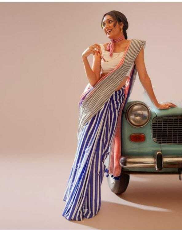 Linen Designer Saree 584