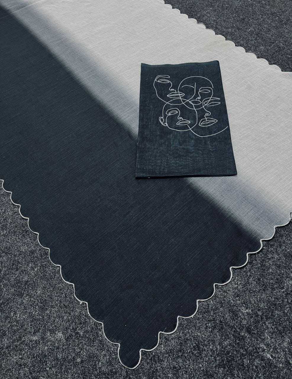 Linen Printed Saree in Deep Blue