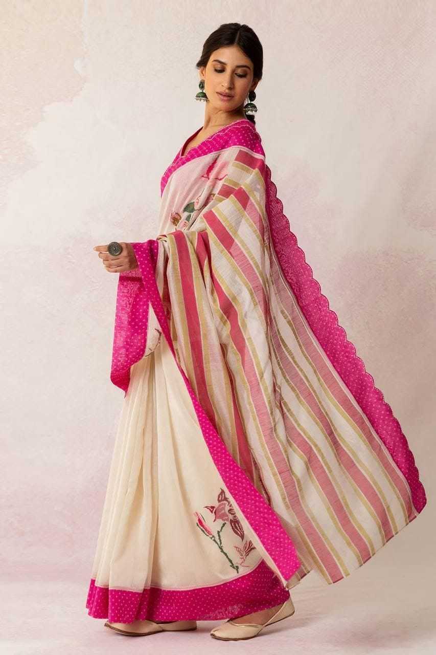 Linen Printed Saree in Deep Blue