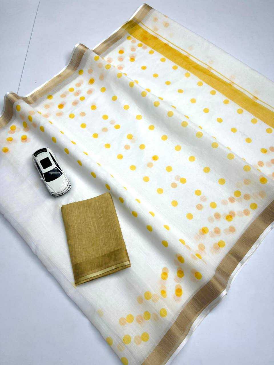 Linen Designer Saree in Mustard