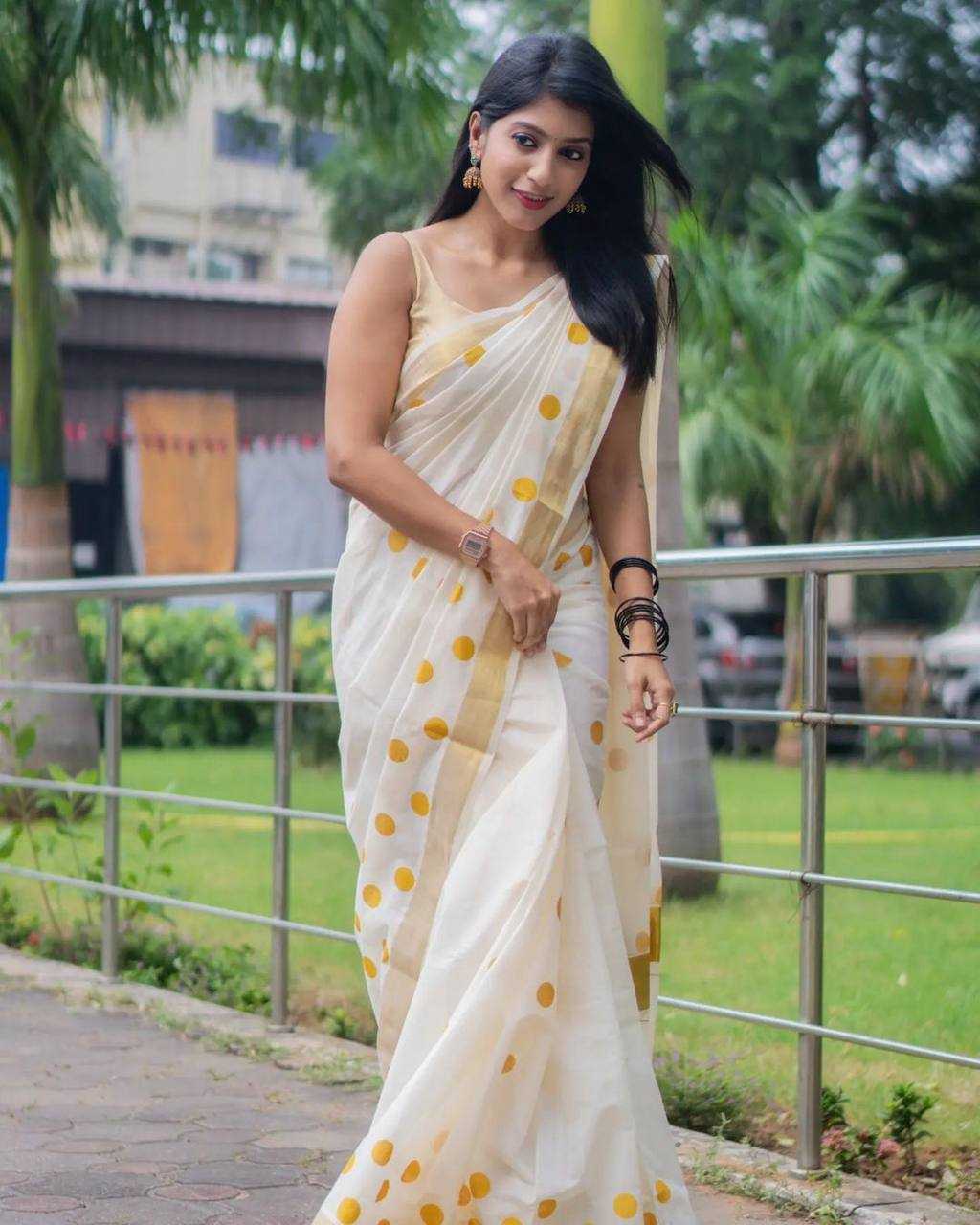Linen Designer Saree in Mustard