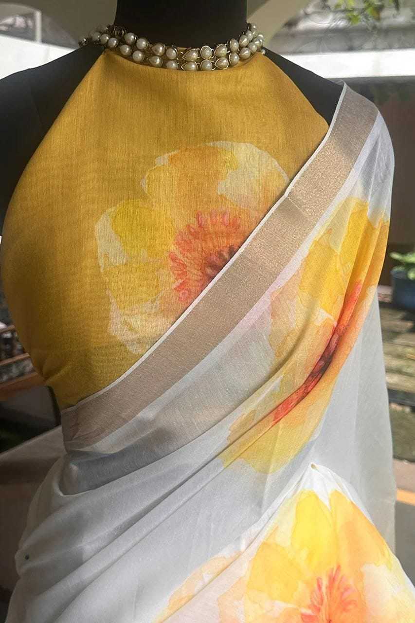 Linen Printed Saree 611