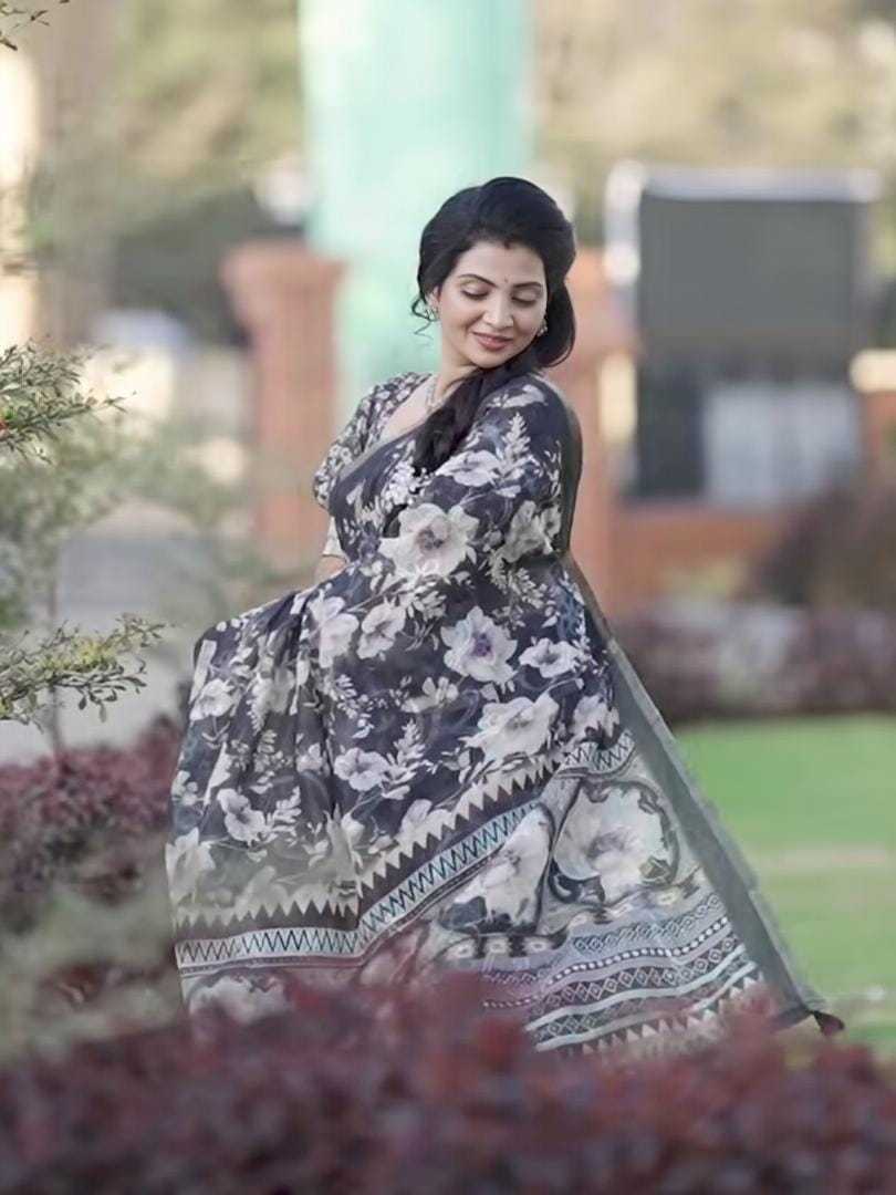 Linen Printed Saree