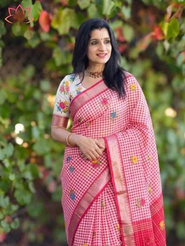 Linen Designer Saree in Light Green
