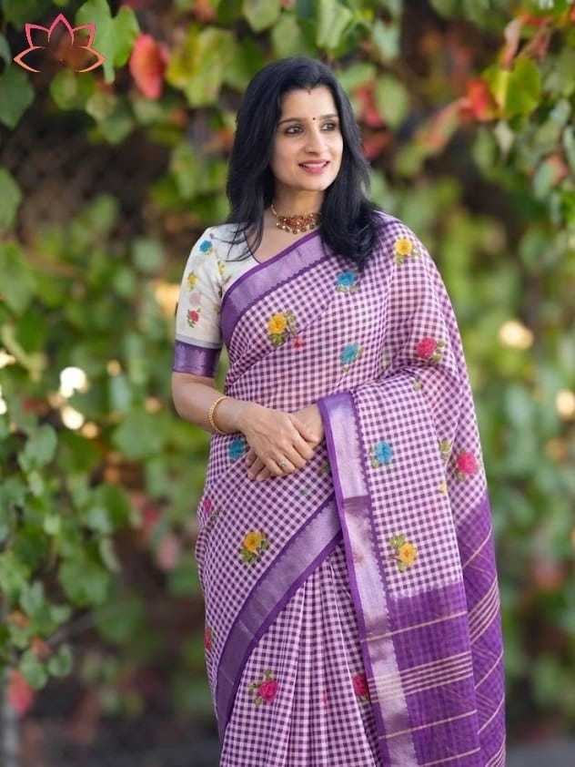 Linen Designer Saree in Light Green