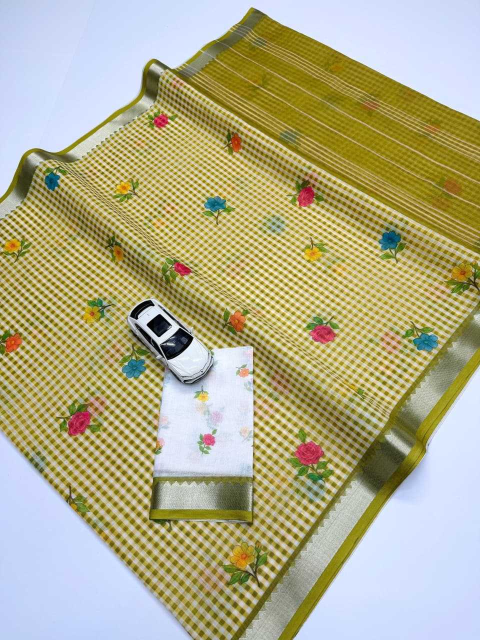 Linen Designer Saree in Light Green