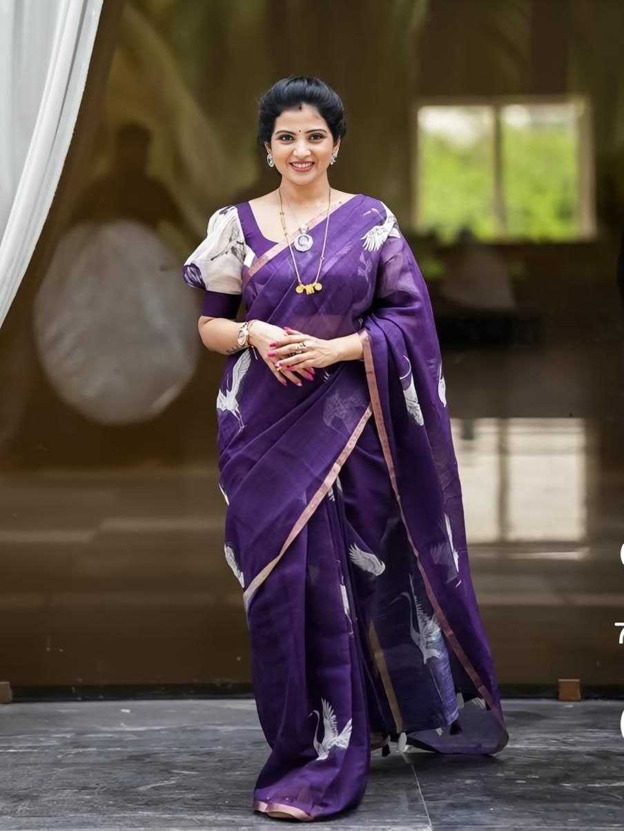 Linen Printed Saree