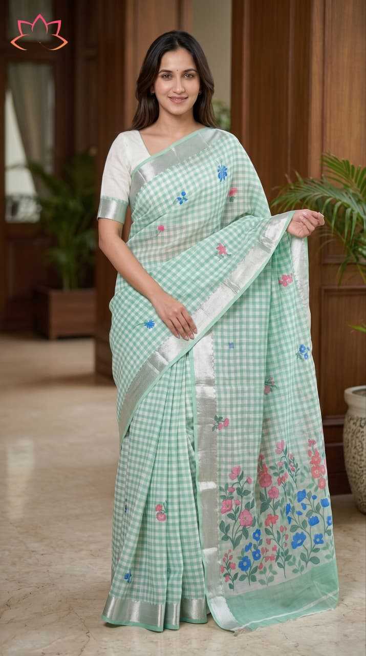Linen Designer Saree in Lavender